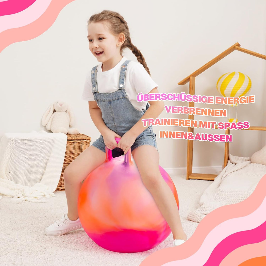 U&amp;C Planet 55cm Hüpfball Sprungball mit Griff, 100 KG belastbar Space Hopper mit Luftpumpe Spielzeug