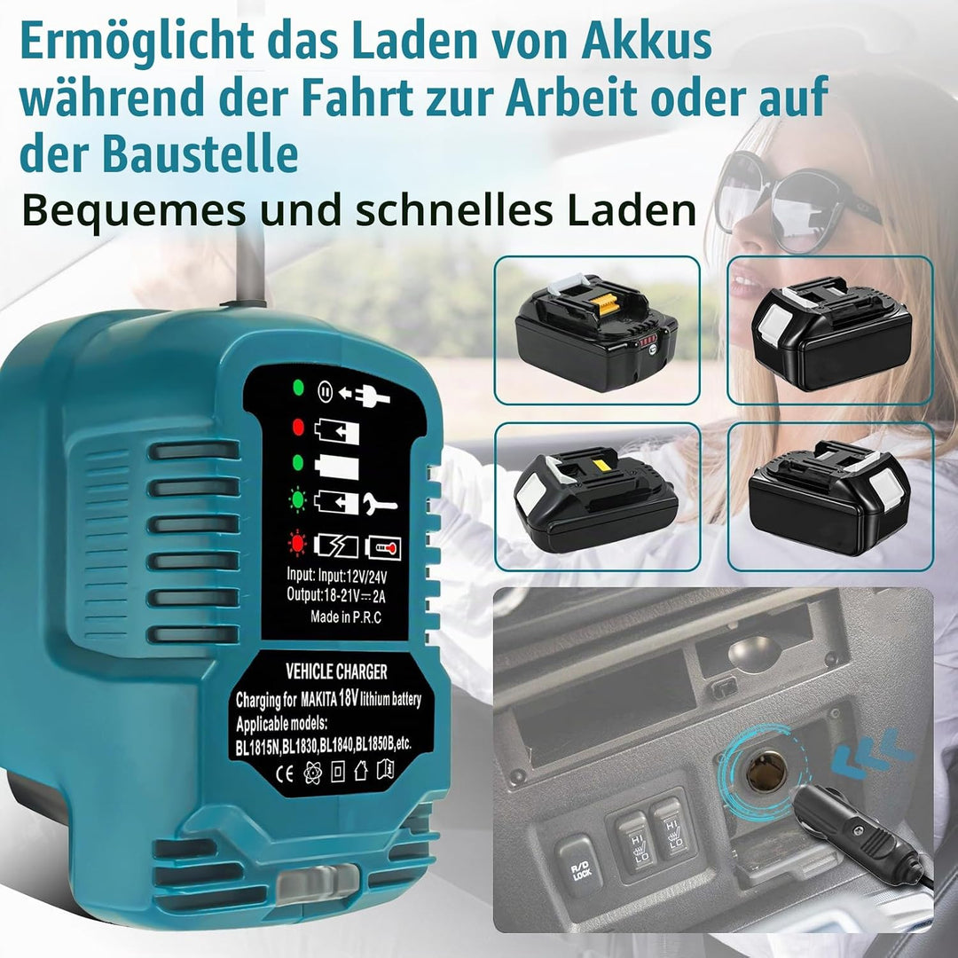 Mini Auto ladegerät für Makita 18V Akku, tragbares Schnellladegerät für das Auto, 1/4 Grösse des DC1