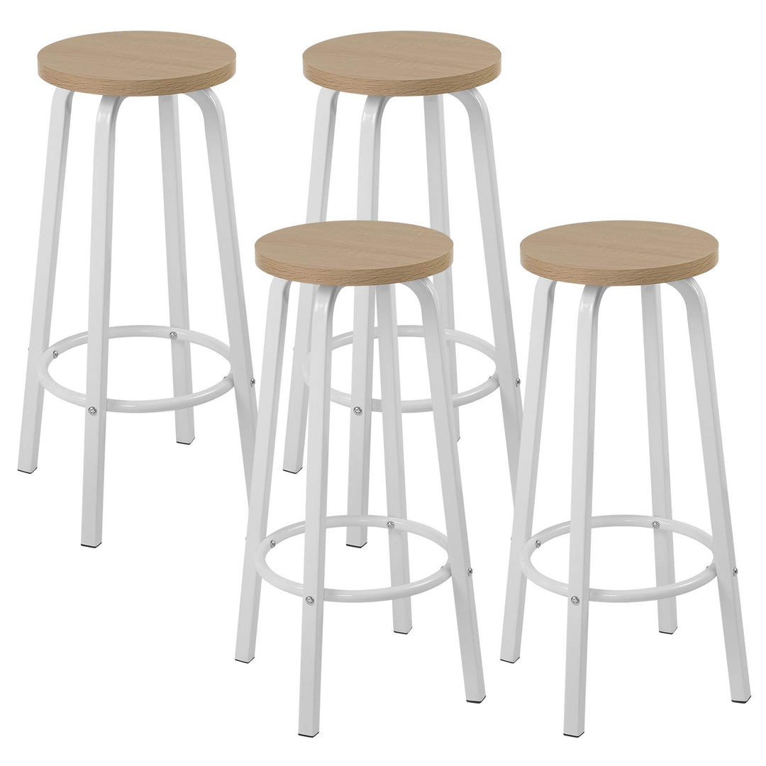 WOLTU 4X Barhocker Barstuhl Bistrohocker Tresenhocker runde Sitzfläche aus MDF Gestell aus Metall Na