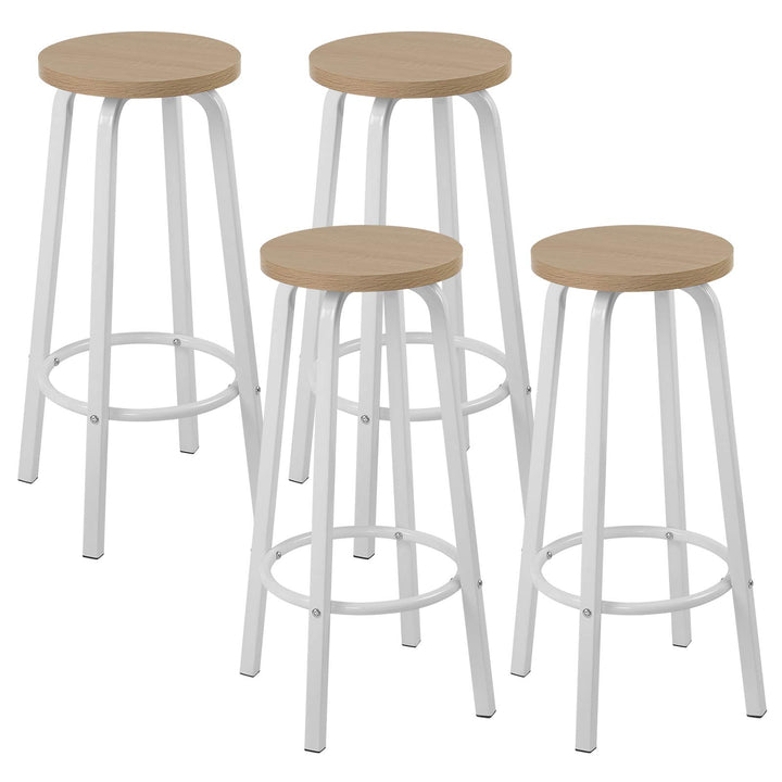 WOLTU 4X Barhocker Barstuhl Bistrohocker Tresenhocker runde Sitzfläche aus MDF Gestell aus Metall Na