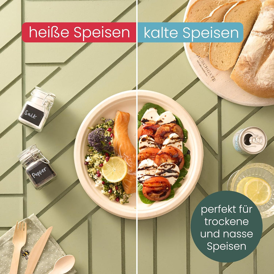 HAAGO 96 Zuckerrohr Bagasse Einwegteller für Geburtstage, Hochzeiten, Partys, 26cm - Stabil, Umweltf