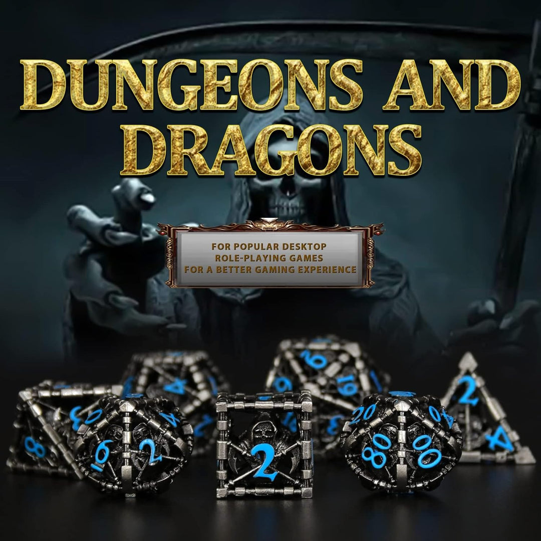 DND WürfelSet Rollenspiel, Polyedrische Dice Set D&D Würfel Set Metall für Brettspiel Dungeons and D