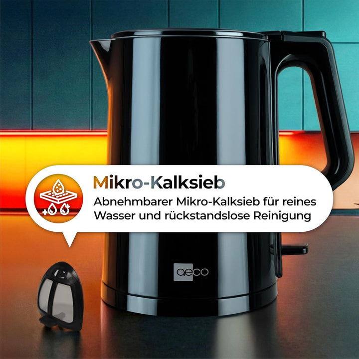 aeco AQA PRO elektrischer Wasserkocher Edelstahl Tee-Kocher Teebereiter electric kettle tea-maker bo