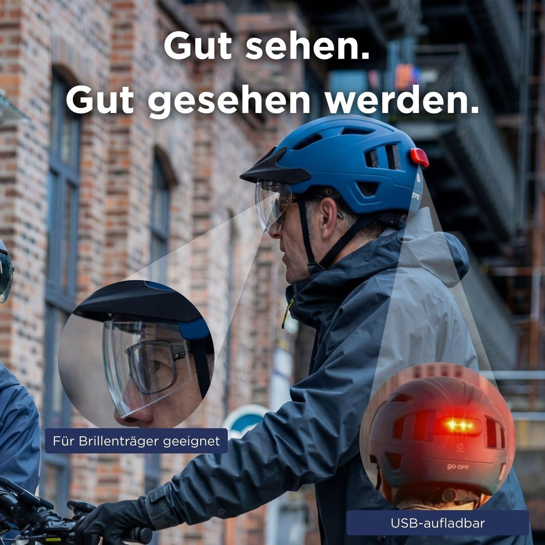 GOOFF Pilot S-Pedelec Helm - Schutz für schnelle E-Bike Fahrten – Fahrradhelm mit Visier und Licht –