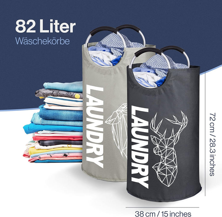 WELLENBORG® Faltbarer Wäschekorb faltbar 2er Set - Wäschesammler Wäschekorb schmal - Laundry baskets