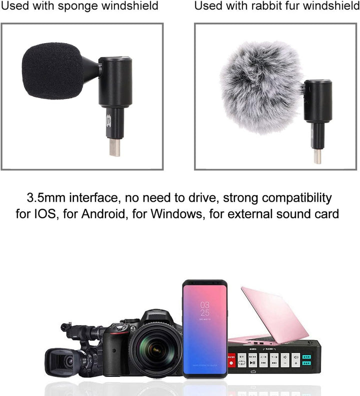 Lavalier-Mikrofon für Handy, -Ansteckmikrofon für Videoaufnahmen, Rauschunterdrückung, 90 Grad Verst