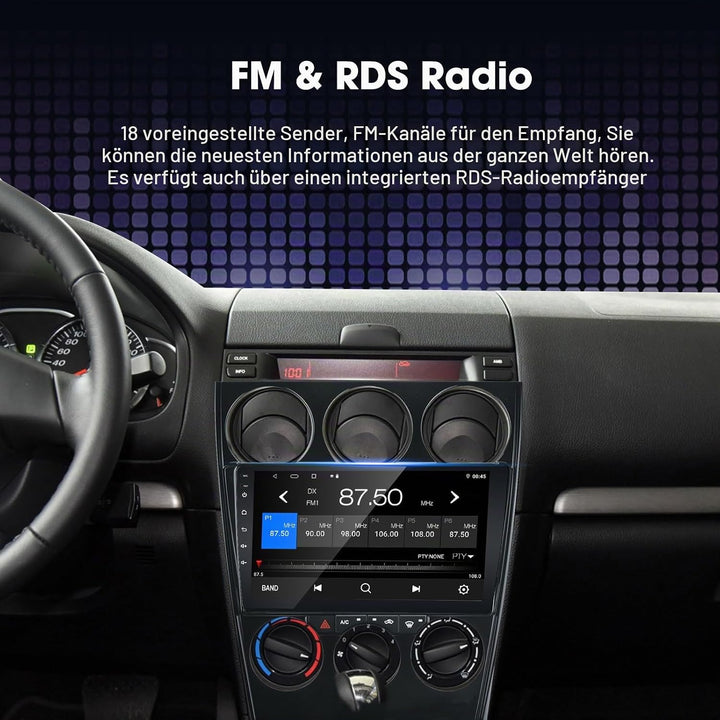 EZoneTronics Android 11 Autoradio Stereo für Mazda 6 Atenza 2002-2014 9 Zoll Touchscreen GPS Navigat