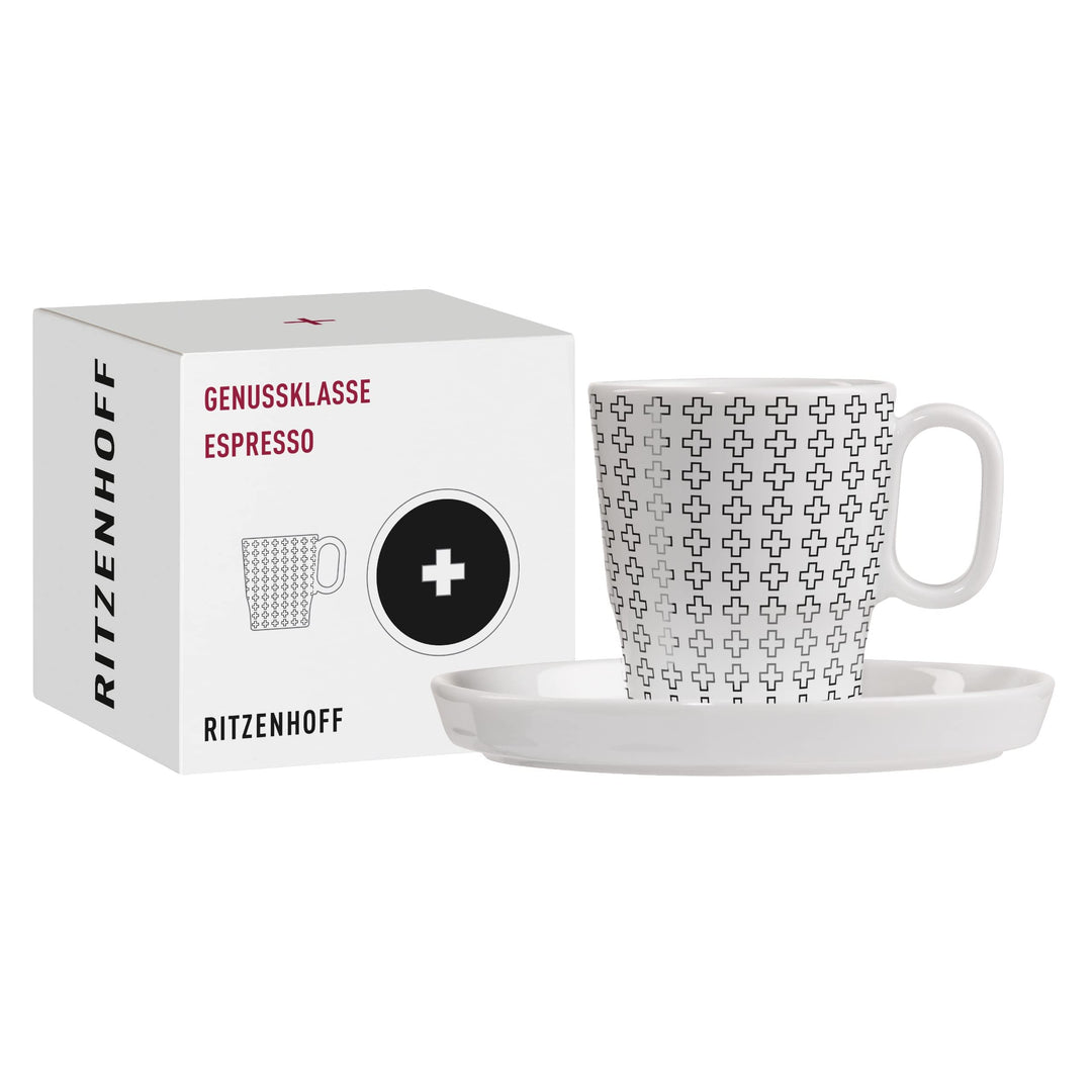 RITZENHOFF 3721003 Espresso-Tasse 95 ml – Serie Genussklasse Nr. 3 Set mit Untertasse, aus Porzellan