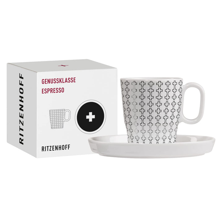 RITZENHOFF 3721003 Espresso-Tasse 95 ml – Serie Genussklasse Nr. 3 Set mit Untertasse, aus Porzellan