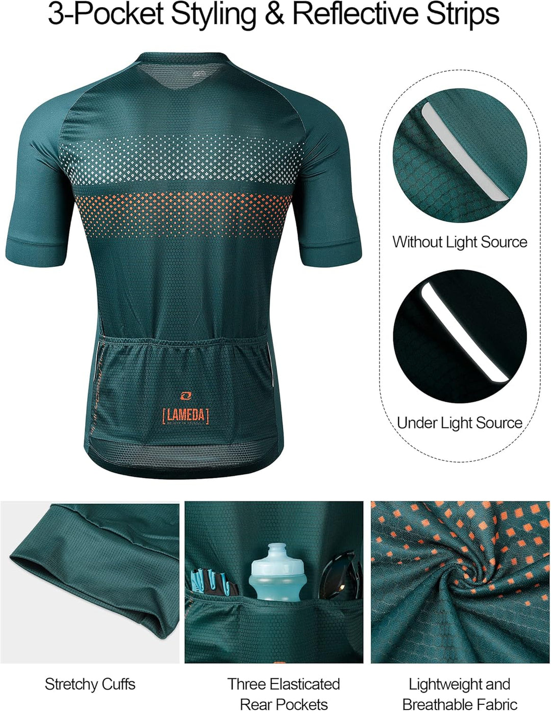 LAMEDA Kurzarm Radtrikot Herren Damen T-Shirt Atmungsaktiv Schnell Trocknen Hautfreundlich Material