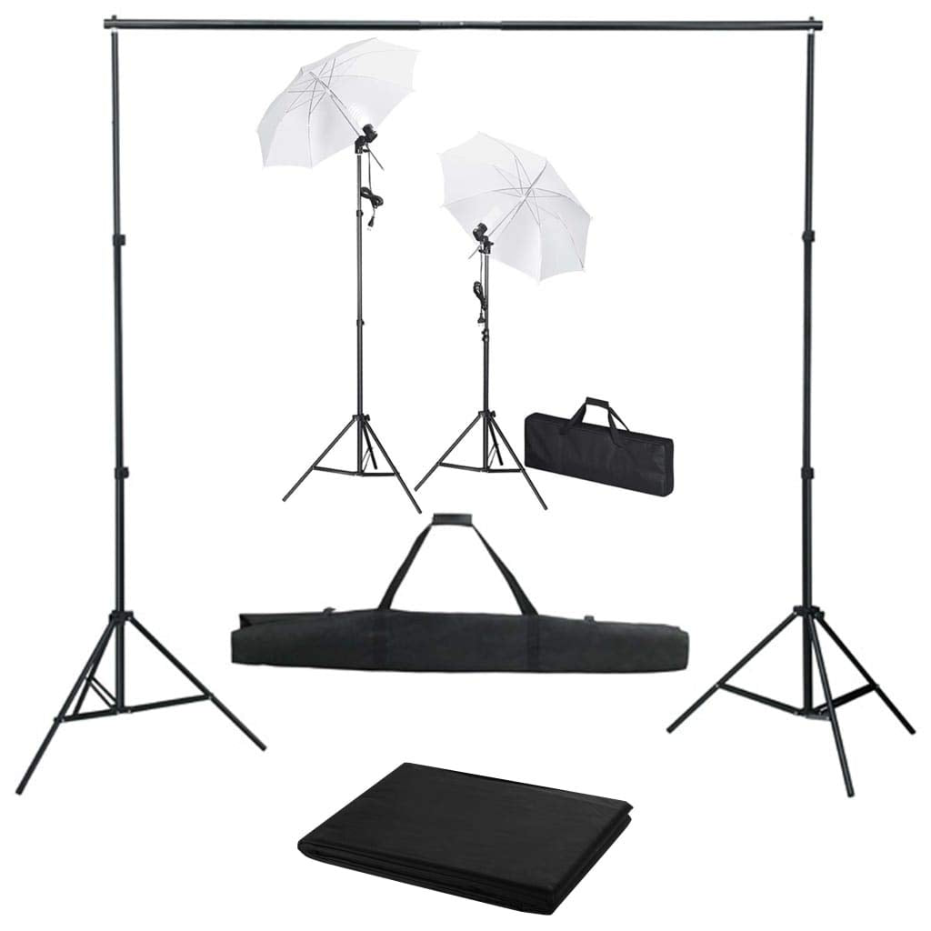 Mangloder Fotostudio-Set mit Hintergrund, Studioleuchten, Softboxen und Schirmen für professionelle