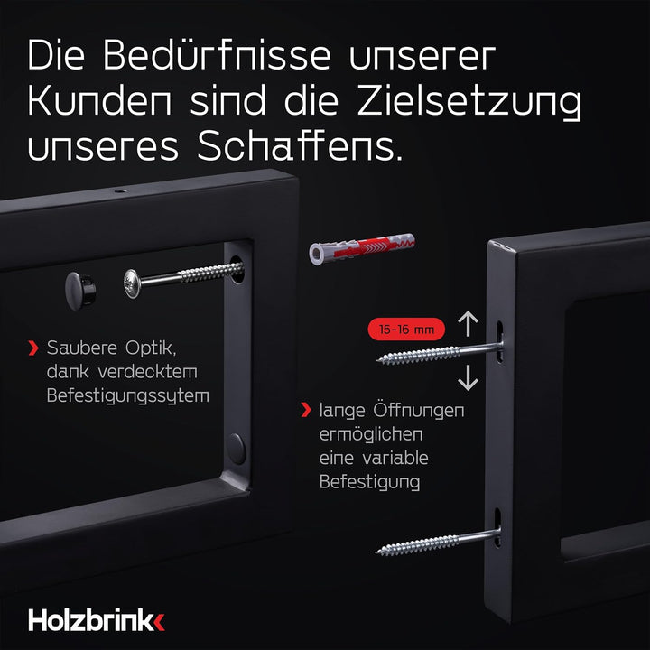 HOLZBRINK 2 Stück Wandkonsole Schwarz für Waschtisch, 350x150 mm, Design und stabil Waschtischhalter