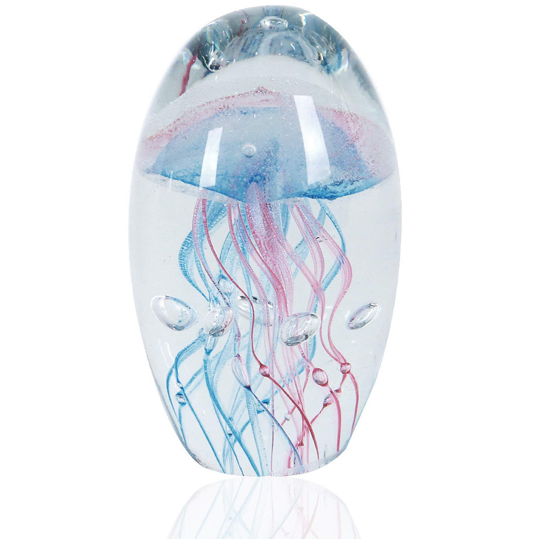 EUSTUMA Handgeblasenes Glas Quallen Figur Ornament, Meerestier Ornament für Aquarium Aquarium, Meere