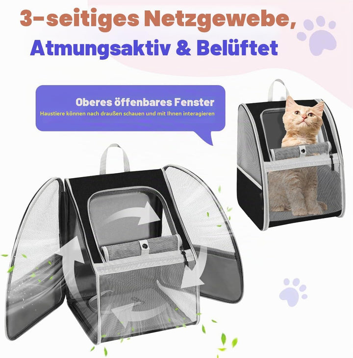 Pawaboo katzenrucksack, hunderucksack für Katzen Hunde Welpen mit Fenster, Haustier Rucksack cat Bac