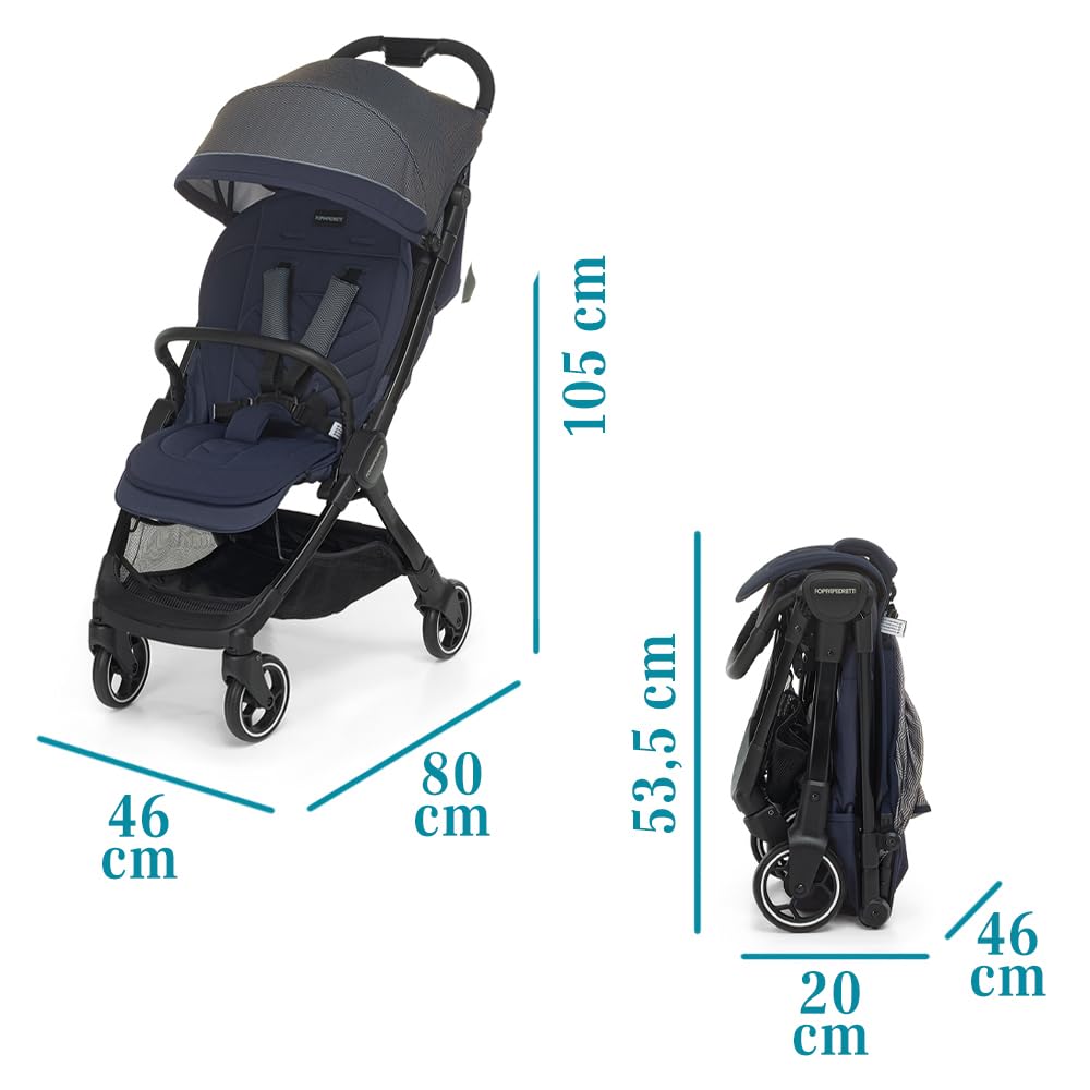Foppapedretti Leichter Kinderwagen Ciao, für Kinder von 0-22 kg (0-4 Jahre), 1-Hand-Verschluss, Self