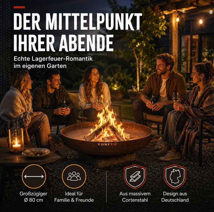 BonFeu BonBowl Feuerschale 60cm - Feuerschalen für den Garten - Feuerstelle Outdoor - Feuerschale mi