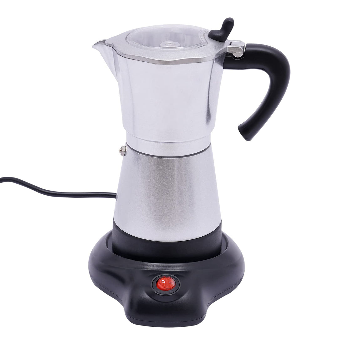 Espressokocher elektrisch für 6 Tassen,480W,tragbar, 300ml / 12.68oz Silbern, Silbern