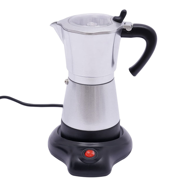Espressokocher elektrisch für 6 Tassen,480W,tragbar, 300ml / 12.68oz Silbern, Silbern