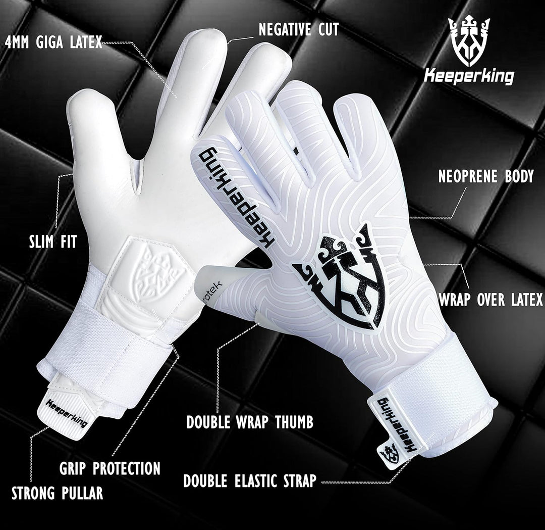 Keeperking Torwarthandschuhe für Erwachsene Fussballhandschuhe Herren Innennaht Profi Premier Grip 4