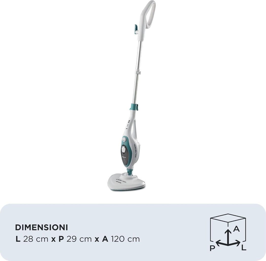 Ariete 4164 Dampfbesen 10-in-1-Dampfreiniger, 1500W, Wassertank 350cc, entfernt bis zu 99% der Bakte
