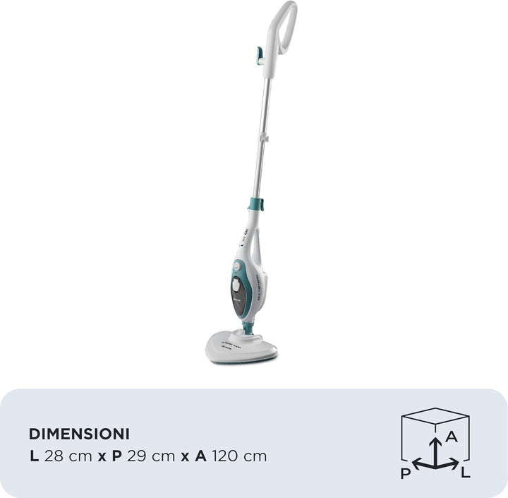 Ariete 4164 Dampfbesen 10-in-1-Dampfreiniger, 1500W, Wassertank 350cc, entfernt bis zu 99% der Bakte