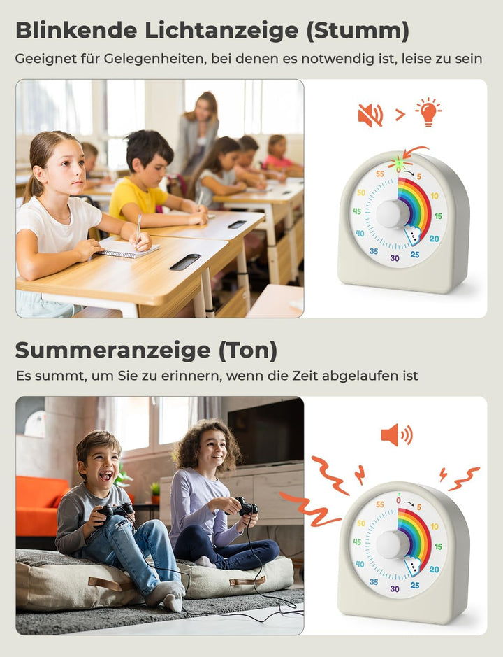 LIORQUE Visueller Timer 60 Minuten Countdown Timer Weiss, Weiss