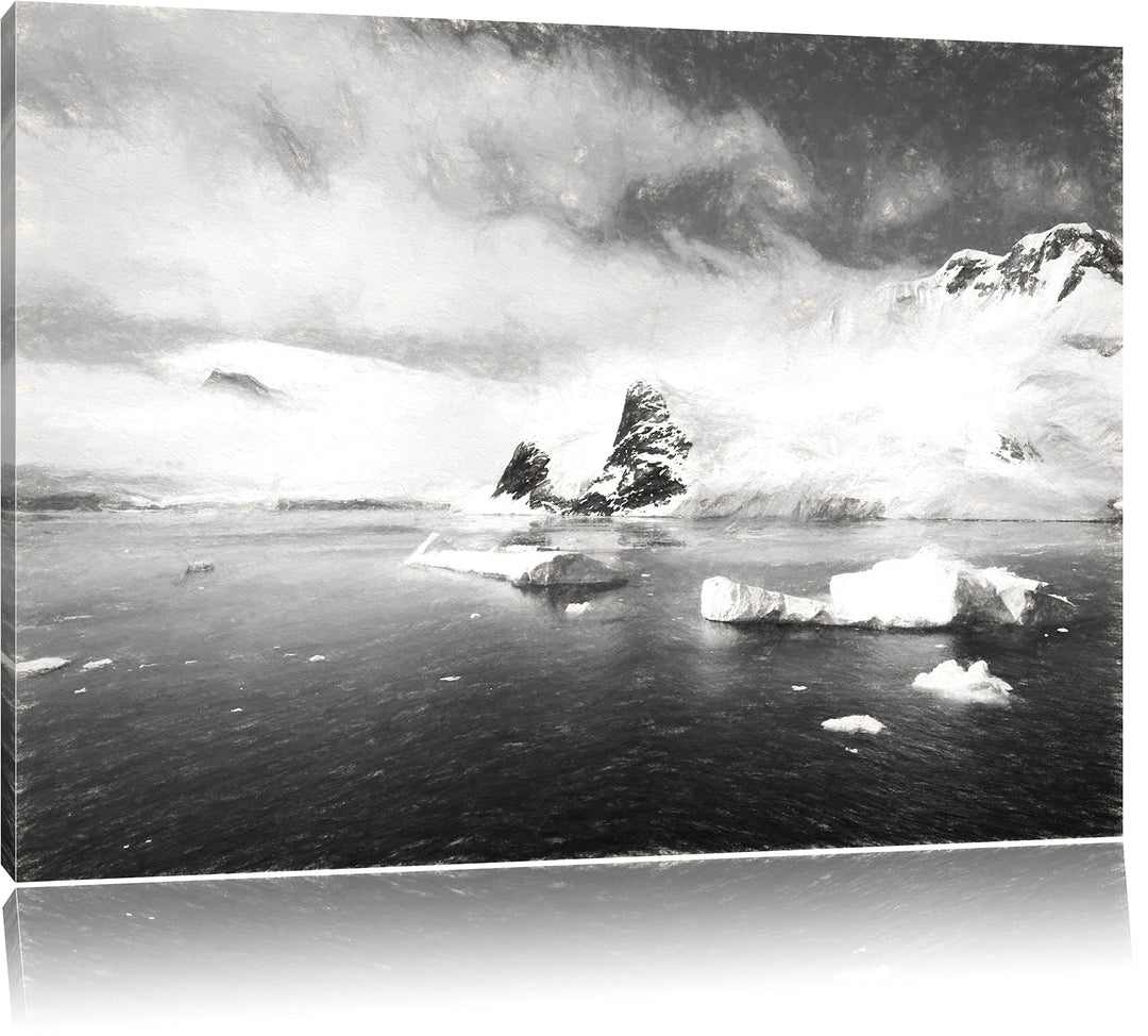 Pixxprint Winterlandschaft in der Antarktis als Leinwandbild/Grösse: 100x70 / Wandbild/Kunstdruck/fe