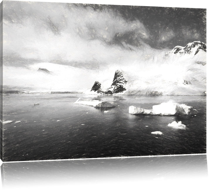 Pixxprint Winterlandschaft in der Antarktis als Leinwandbild/Grösse: 100x70 / Wandbild/Kunstdruck/fe