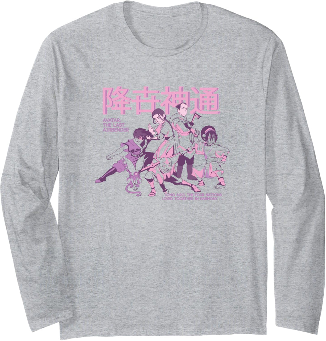 Avatar: The Last Airbender Pastel Kanji Group Shot Langarmshirt