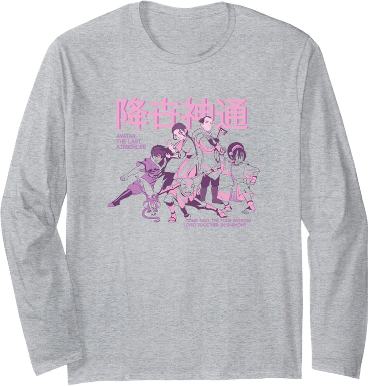 Avatar: The Last Airbender Pastel Kanji Group Shot Langarmshirt