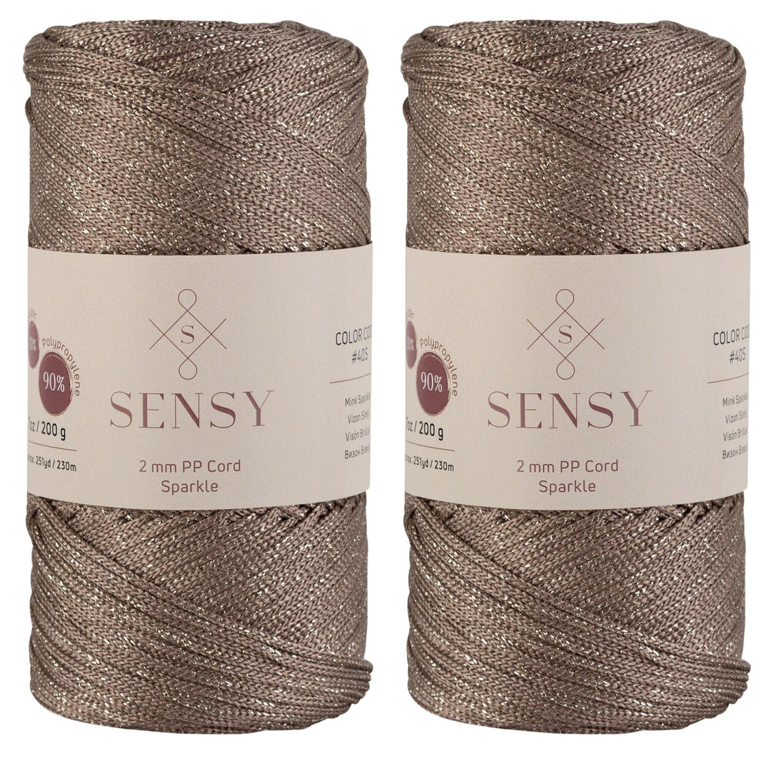 2 Garnstrange Sensy Premium 2 mm 230 Meter Glitzer Polyester-Seil, 90% Polypropylen, 10% Polyestersc