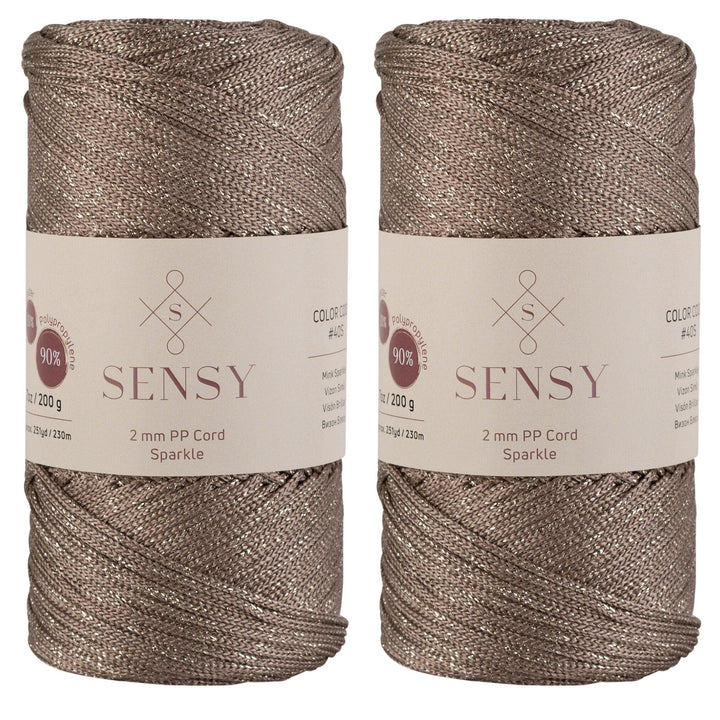 2 Garnstrange Sensy Premium 2 mm 230 Meter Glitzer Polyester-Seil, 90% Polypropylen, 10% Polyestersc
