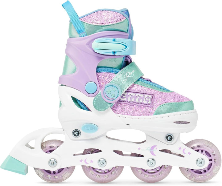 RAVEN 3in1 Inline Skates Triskates Rollschuhe Inliner für Kinder Mädchen verstellbar Etta Violet 34-