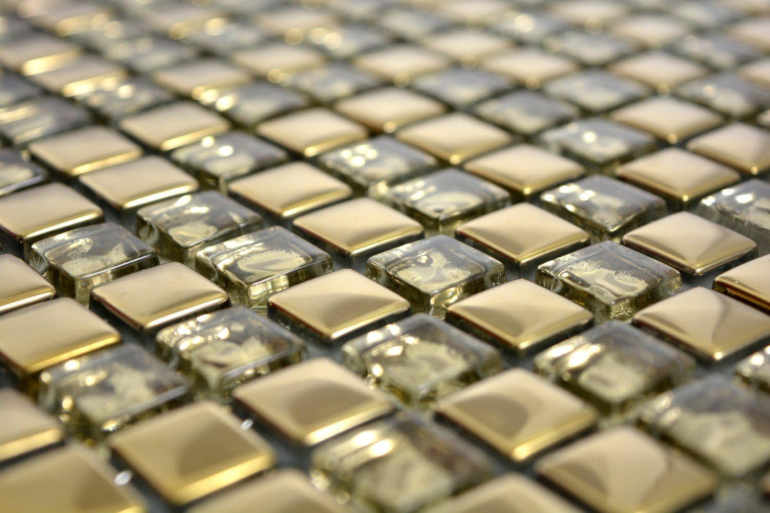 Mosaik Fliese Transluzent Glasmosaik Crystal gold Glas für WAND BAD DUSCHE KÜCHE FLIESENSPIEGEL THEK