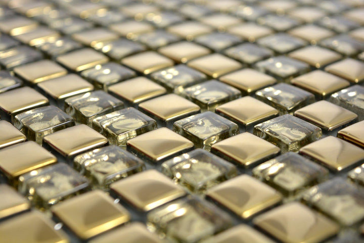 Mosaik Fliese Transluzent Glasmosaik Crystal gold Glas für WAND BAD DUSCHE KÜCHE FLIESENSPIEGEL THEK