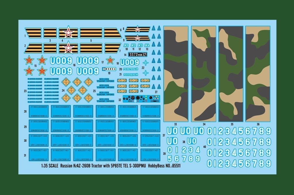 Hobby Boss 385511 Russian KrAZ-260B Trctor w S-300PMU 1/35 KrAZ-260 B mit 5P85TE Tel Modellbausatz,