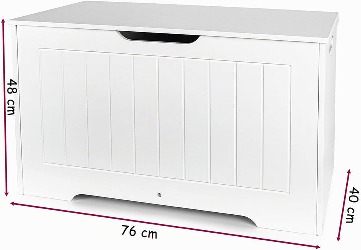 Leomark Weisse Aufbewahrungsbox mit Deckel DECORIA Spielzeugtruhe aus Holz, Kinderbank und Stauraum,