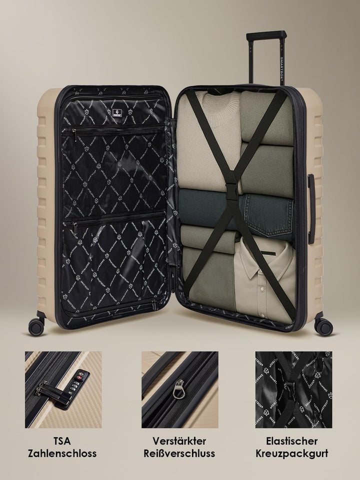Smartbox Grosser Koffer XL Erweiterbar 76 cm, 111–120L Check-in Reisekoffer, Leichter Hartschalen Tr