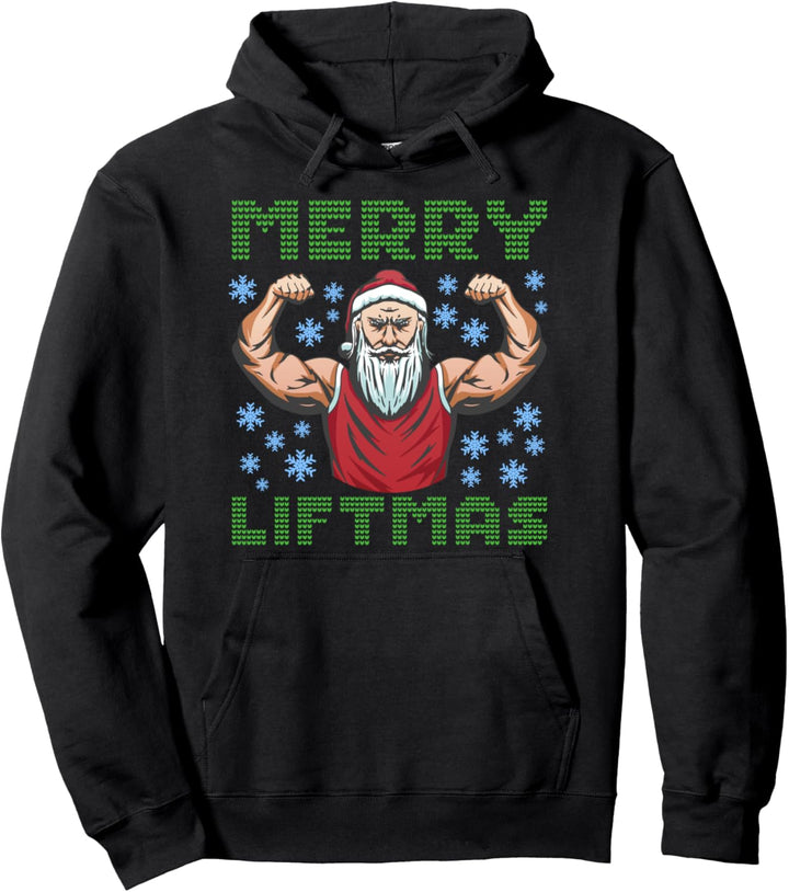Gym Workout Pumping Santa Merry Liftmas Pullover Hoodie