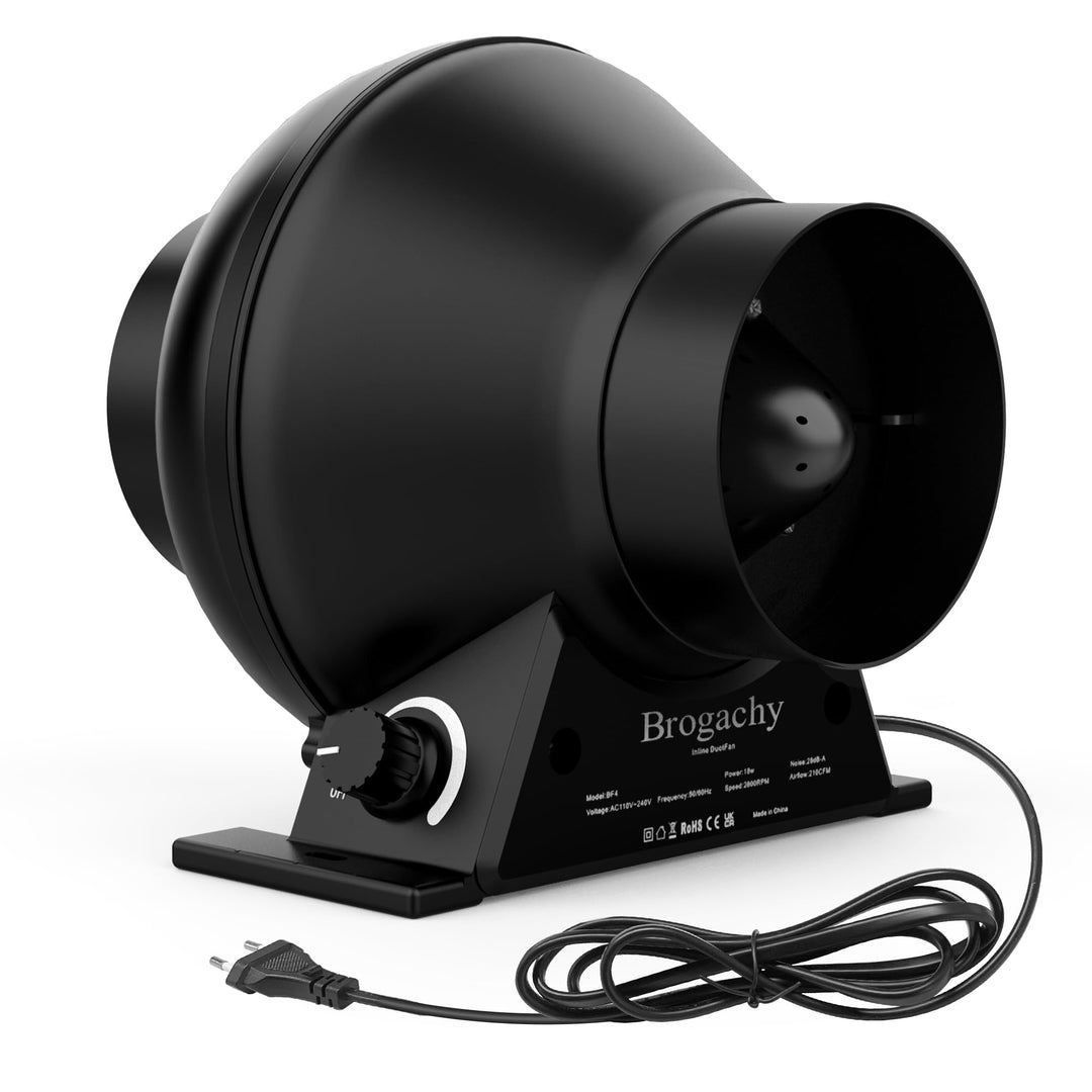 Regelbar Rohrventilator 100mm,Rohrlüfter 357m³/h, EC-motor, Abluftventilator 18W,2800 RPM, für Heizu