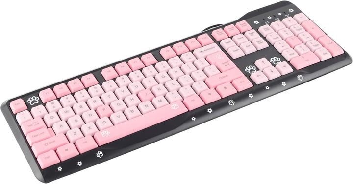 Tbest Sanrio Tastatur, wiederaufladbar, komplett, niedlich, mit Ziffernblock, USB-Tastatur, kabelgeb