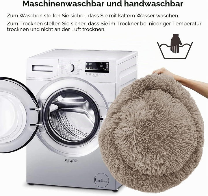 Nisrada Hundebett für kleine, mittelgrosse und grosse Hunde, 50cm, waschbar, rund, gemütlich, weich,