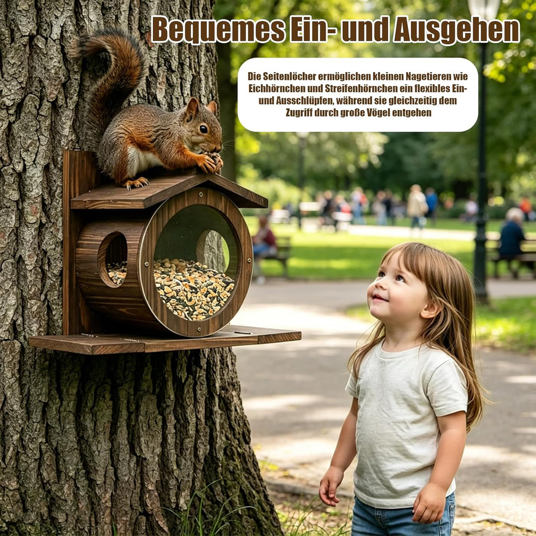 Eichhörnchen Futterhaus aus Holz - Futterhaus Eichhörnchen Wetterfest, Hängendes Eichhörnchenhaus, m
