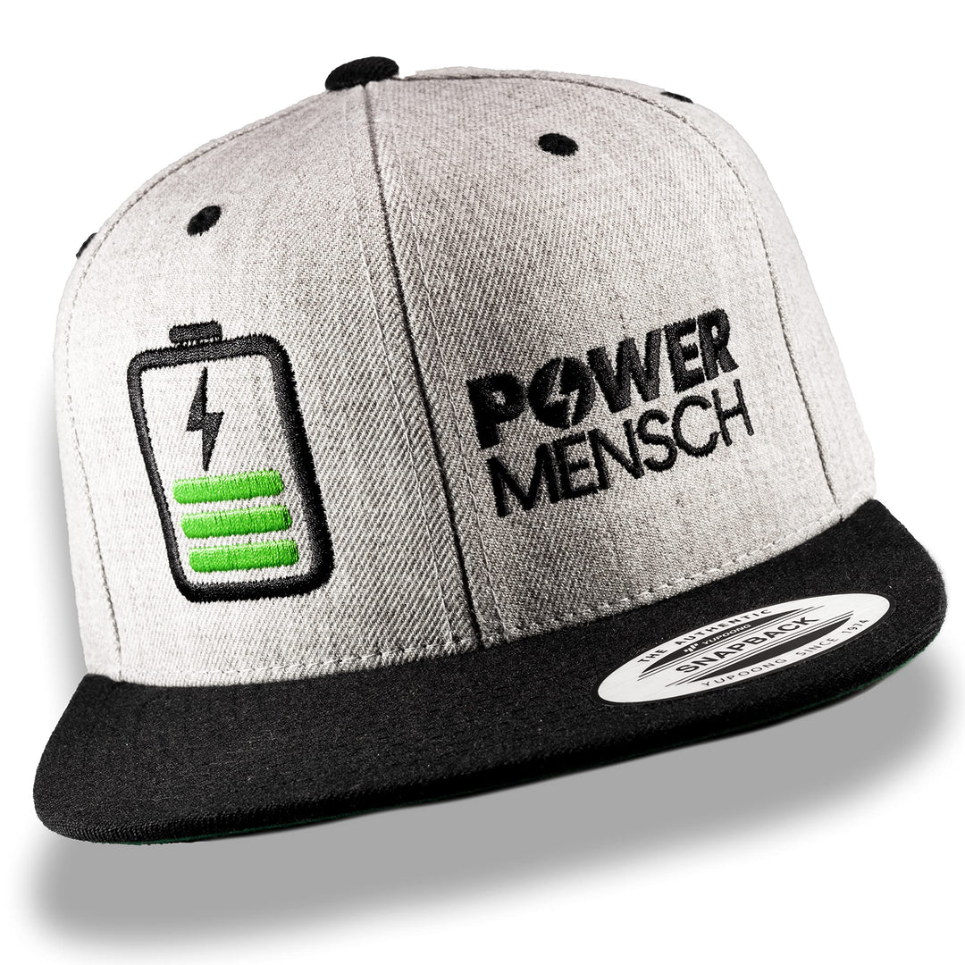 Ride with Style! POWERMENSCH Snapback Cap grau schwarz – Basecap Baseball in Top Qualität – universe
