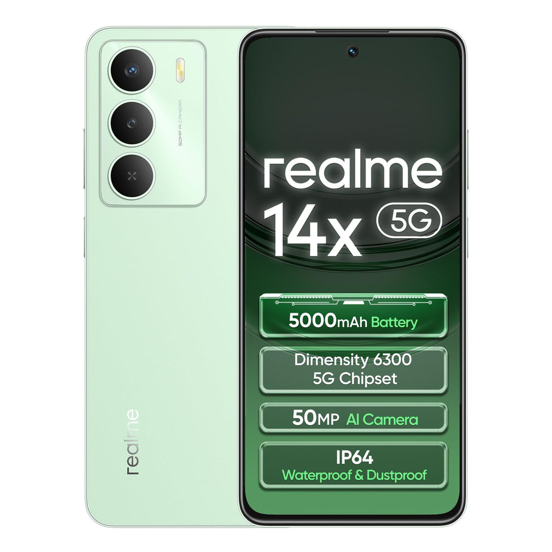 realme 14x 5G Smartphone 8+256GB, Peridot Green, 6.67 Zoll Bildschirm, 120Hz Display, 5000mAh Akku,