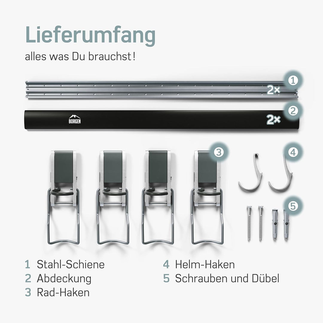 Borgen Fahrrad Wandhalterung Vertikal geeignet für alle Fahrräder, wie z.B. E Bike, Mountainbike, Re