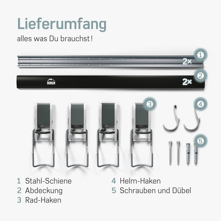 Borgen Fahrrad Wandhalterung Vertikal geeignet für alle Fahrräder, wie z.B. E Bike, Mountainbike, Re