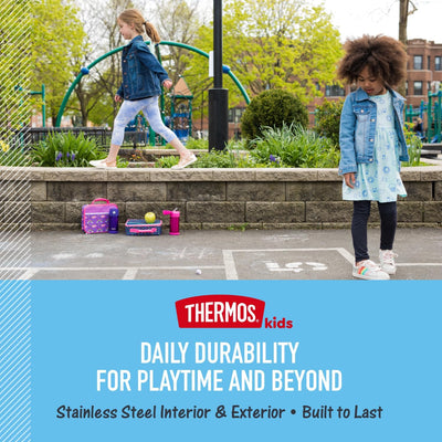THERMOS FUNTAINER 340 ml Edelstahl vakuumisolierte Kinder-Strohhalmflasche, Dinosaurier, 340 ml