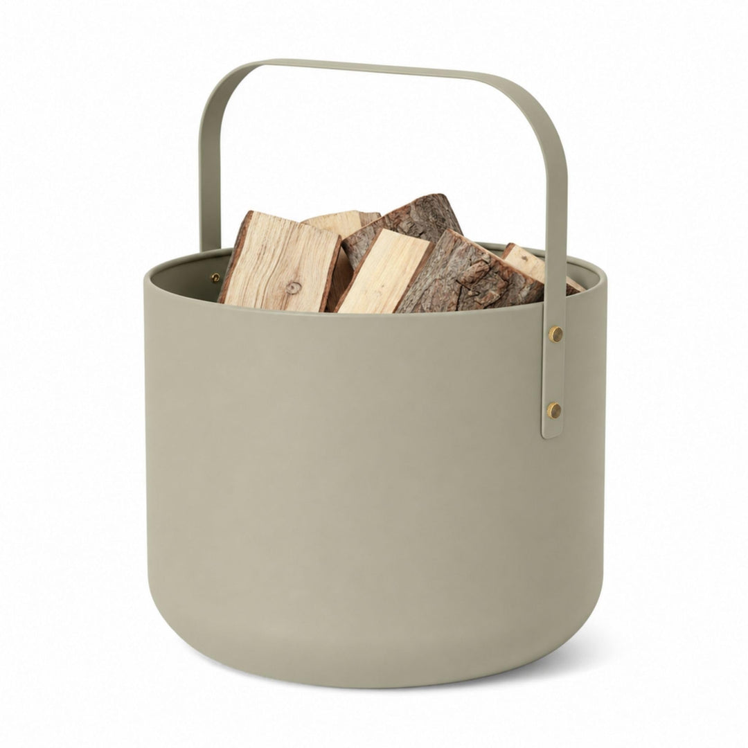 LIVLIG Design Kaminholzkorb Metall, Holzkorb für Kaminholz mit Henkel, Grosser Korb für Kaminholz 36