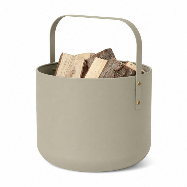 LIVLIG Design Kaminholzkorb Metall, Holzkorb für Kaminholz mit Henkel, Grosser Korb für Kaminholz 36
